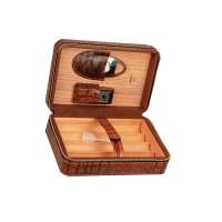 Custom Brown Leather Collection 12 Count Travel Cigar Humidor