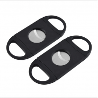 Cigar Cutter Black Plastic Guillotine Stainless Steel Double Blade Cigar Knife Scissors