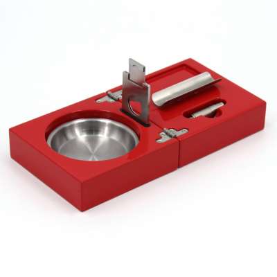 red lacquered promotion ashtray wholesale custom made wooden cigar ashtray