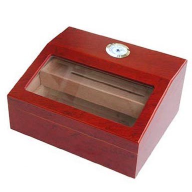 Beveled Glasstop display solid wood cigar box cedar wooden humidor