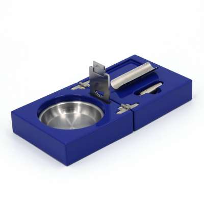 Made in china blue lacquered promotion ashtray wholesale custom made wooden cigar ashtray