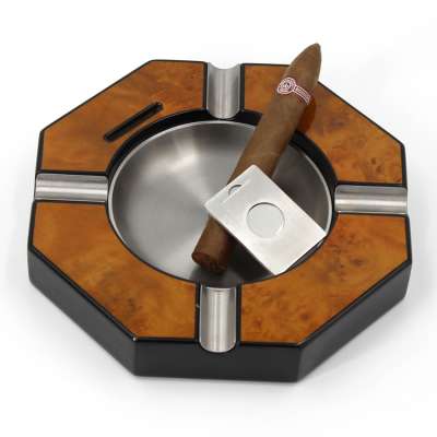 for 4 cigars Black wooden cigar ashtray custom cigar ashtray cigar ashtray and cutter