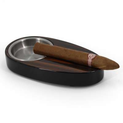 luxury customizedprinting logo diy wood and metal walnut cigar ashtray