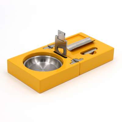 Made in china yellow lacquered promotion ashtray wholesale custom made wooden cigar ashtray